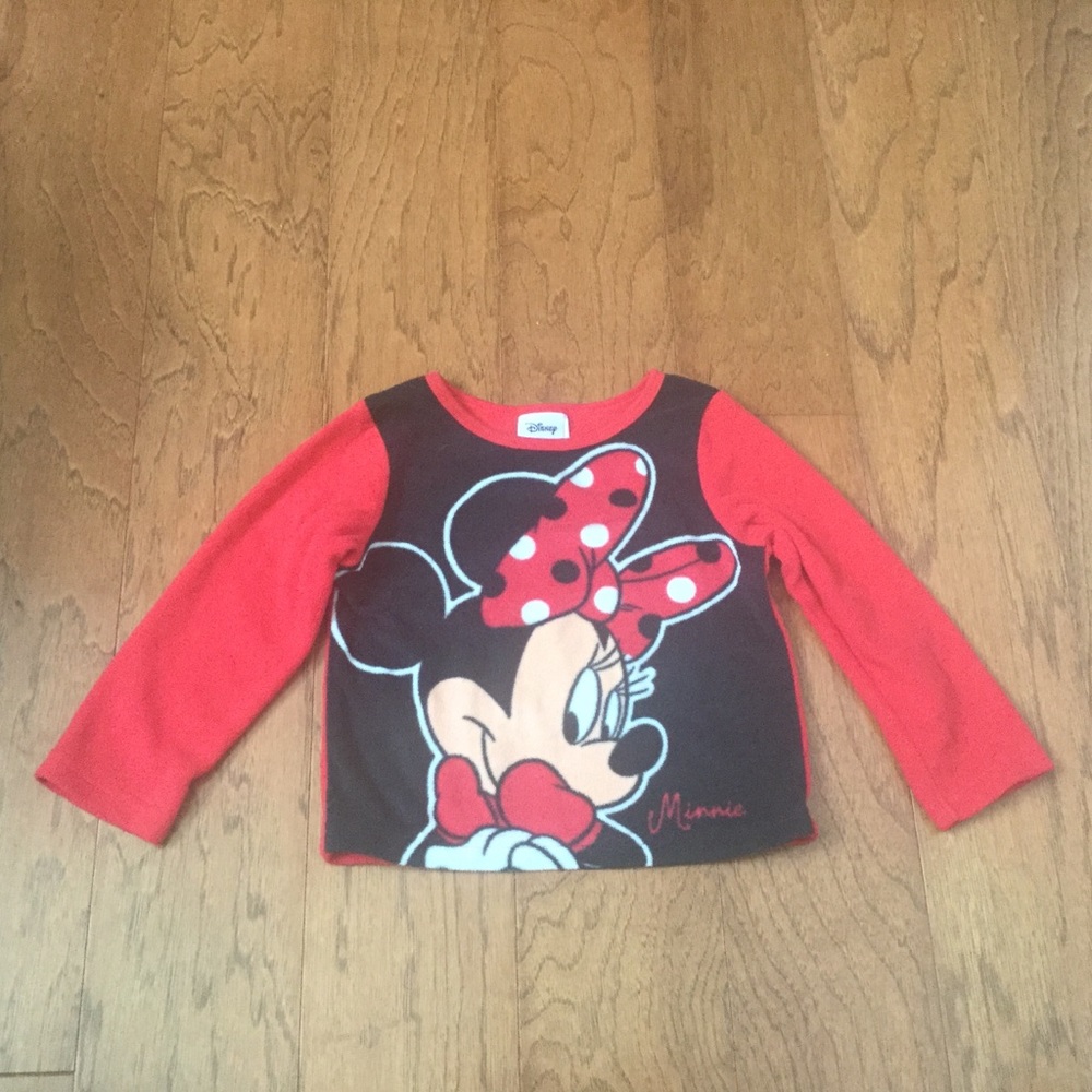 Disney Kid's Minnie Mouse Fleece Red, Black Long Sleeve Shirt Size 24M Warm